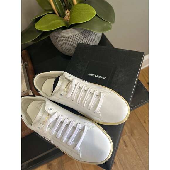 Saint Laurent Court Classic Sl/06 Embroidered Sneakers White Womens 36 6 - Picture 13 of 14